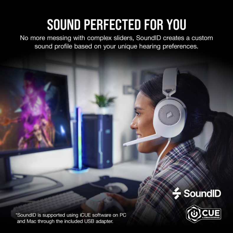 Corsair HS65 Surround Headset, hvid