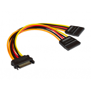 Y-str�mkabel - SATA han til 2x SATA hun
