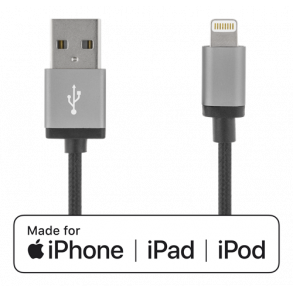 Lightning cable, 2m, 2,4A, braided, MFi