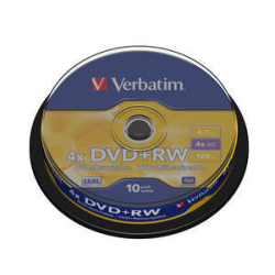Verbatim DVD+RW 4X,  4,7GB 10stk spin