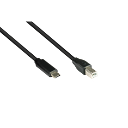 1,8m USB-C til B kabel Sort