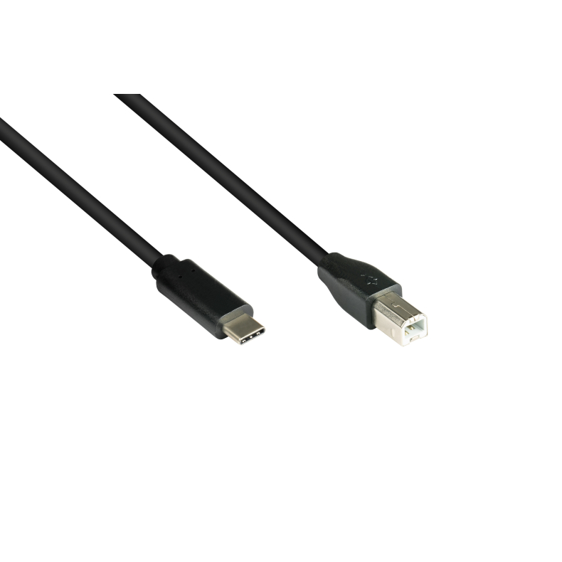 1,8m USB-C til B kabel Sort