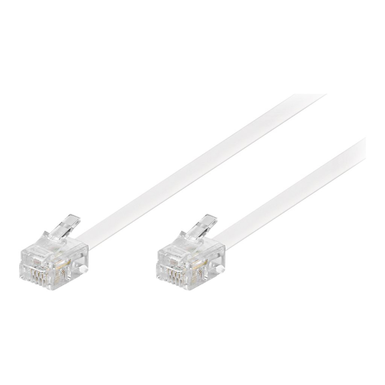 Modularcable RJ11(6P4C) han, Hvid (15m)