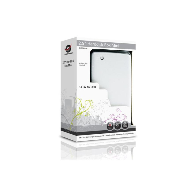 2,5'' USB 2.0 Harddisk Box Hvid