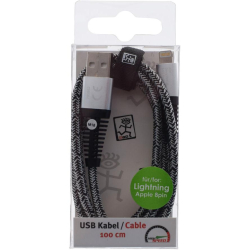 Lightning cable, 1m, Gr/sort