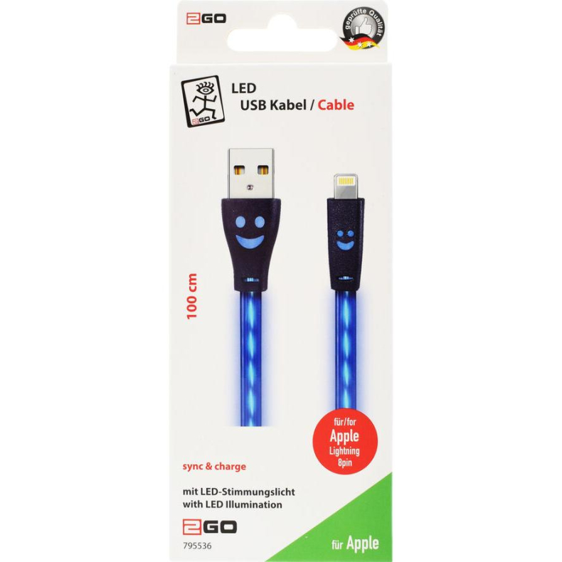 Lightning cable, 1m, LED