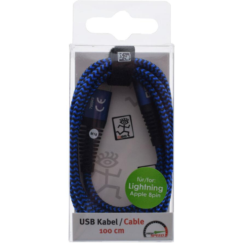 Lightning cable, 1m, bl/sort