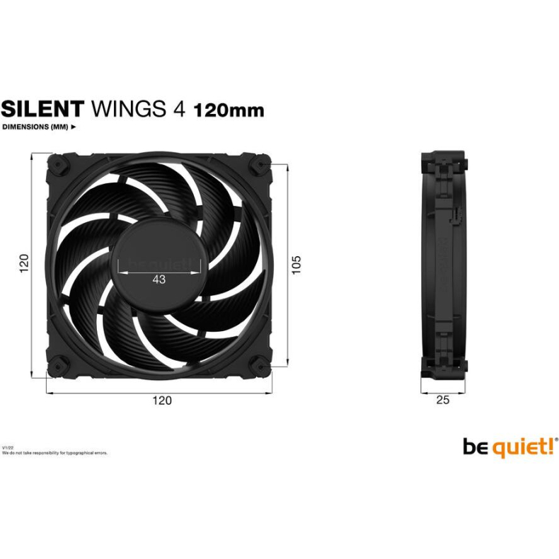 120x120x25 mm. Silent Wings 4