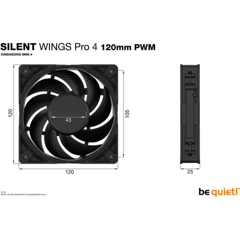 120x120x25 mm. SilentWings Pro 4 PWM