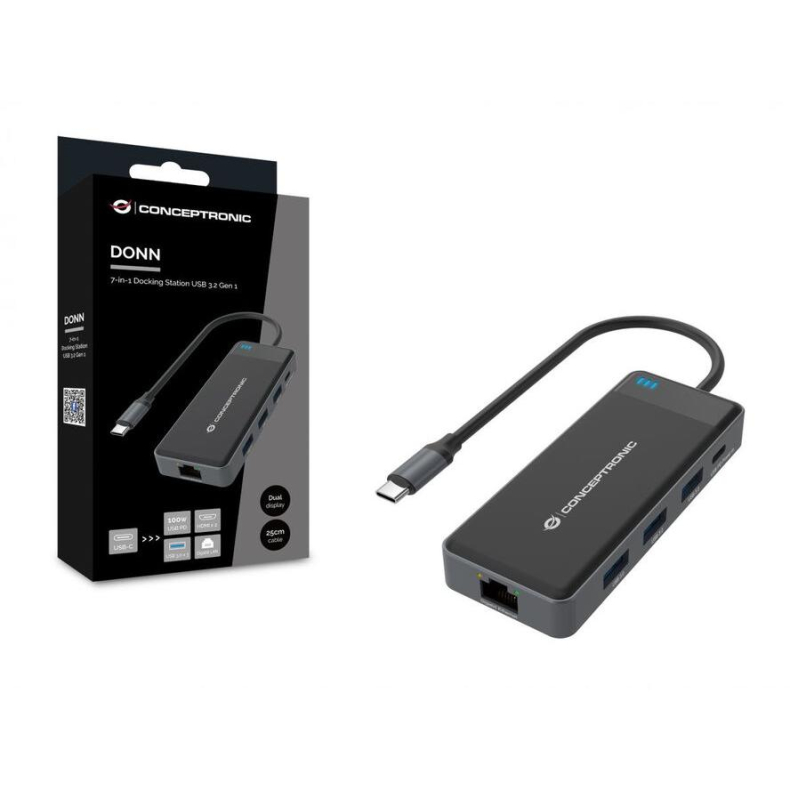 Conceptronic Dock USB-C->2xHDMI,GbE,3xUSB3.0,100WPDD