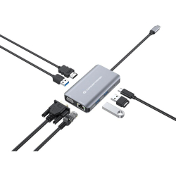 Conceptronic Dock USB-C->HDMI,VGA,GbE,3xUSB3.0,100WPD