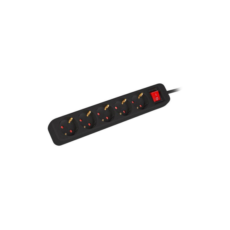 Strmskinne 1.5m 5 Socket, Sort