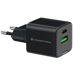 2-port 20W Charger USB C / A sort