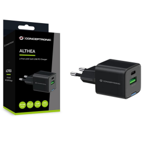 2-port 20W Charger USB C / A sort