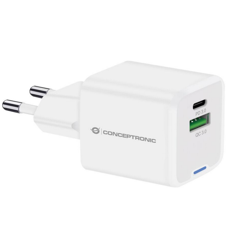 2-port 20W Charger USB C / A Hvid