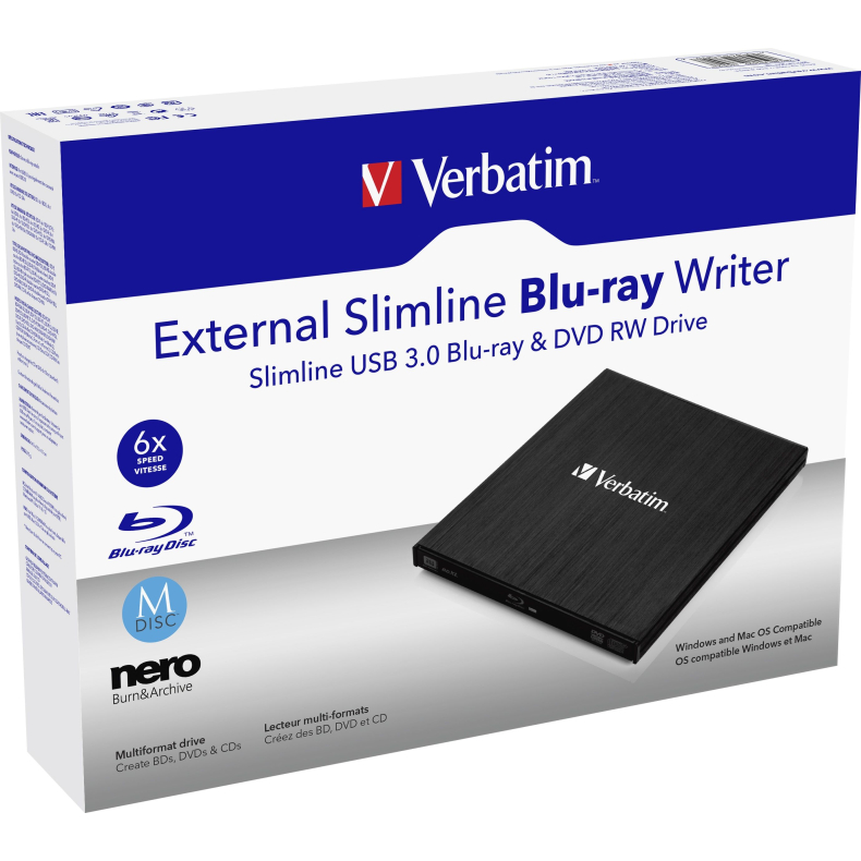 USB- A 3.0 Slimline ekstern Blu-ray drev