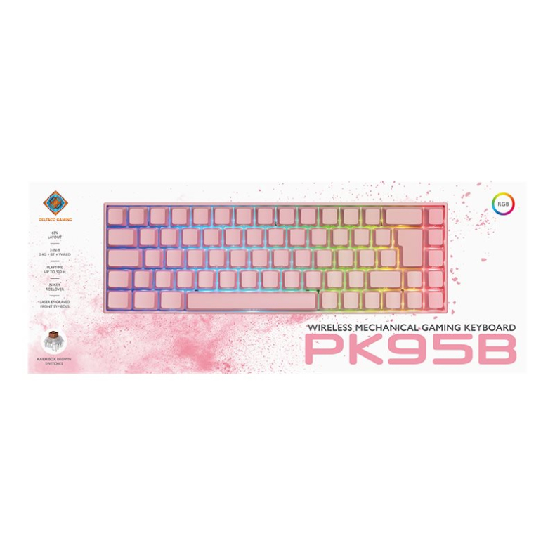 Deltaco PK95 Wireless 65% keyboard Pink