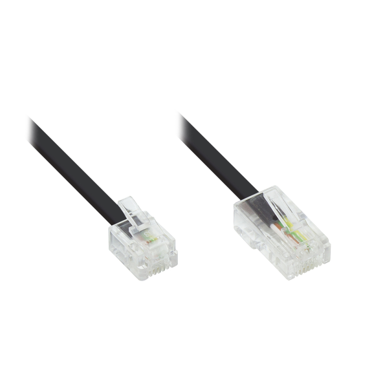 6m. RJ11/RJ45, sort