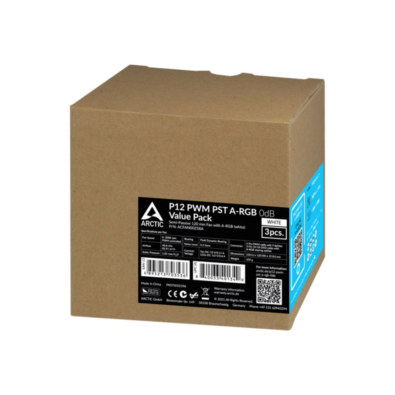 Arctic P12 PWM PST A-RGB 0dB 3x120mm