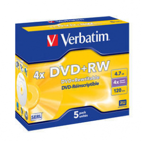 Verbatim DVD+RW 4X,  4,7GB 5stk case