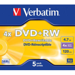 Verbatim DVD+RW 4X,  4,7GB 5stk case
