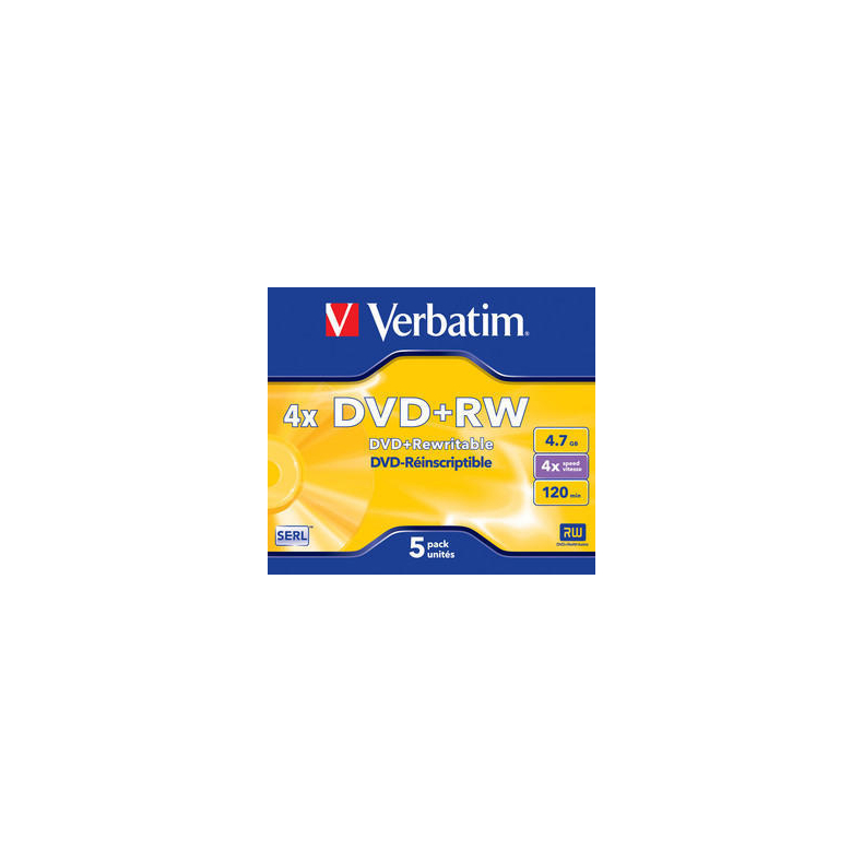Verbatim DVD+RW 4X,  4,7GB 5stk case