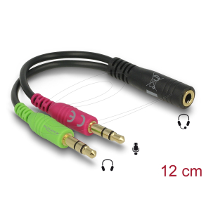 3,5mm 4pol hun til 2x3,5 Mic/Head 0,1cm