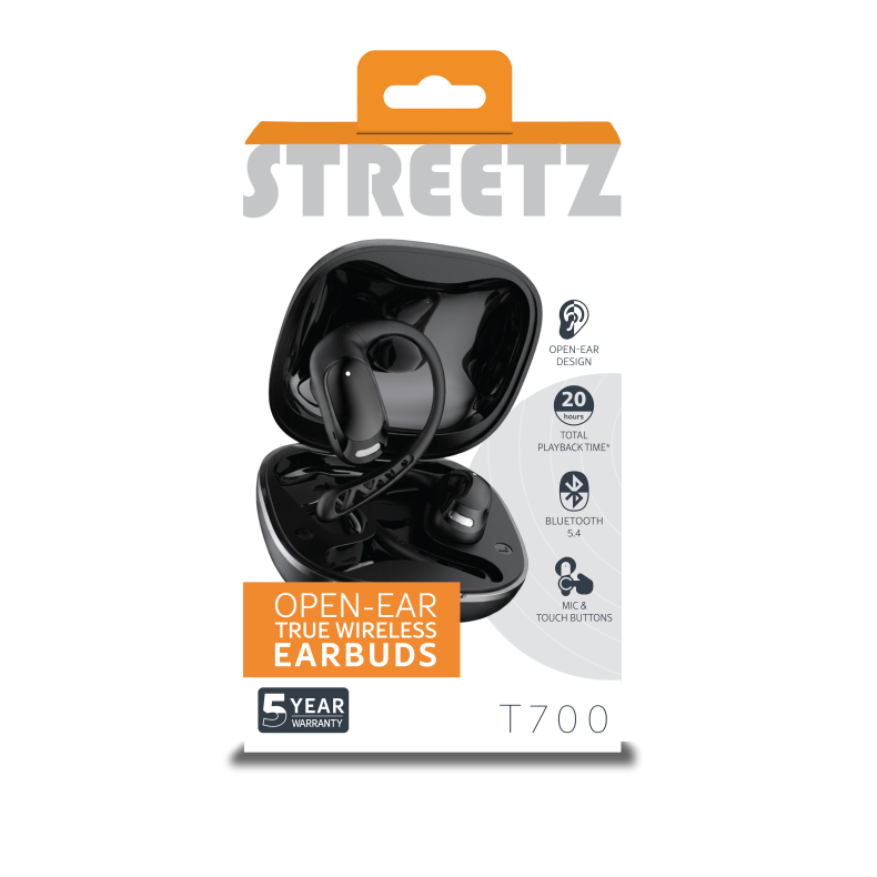 Streetz T700 True Wireless open-ear Sort