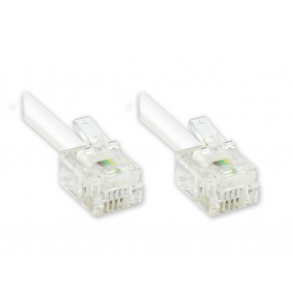 Modularcable RJ11(6P4C) han, Hvid (10m)
