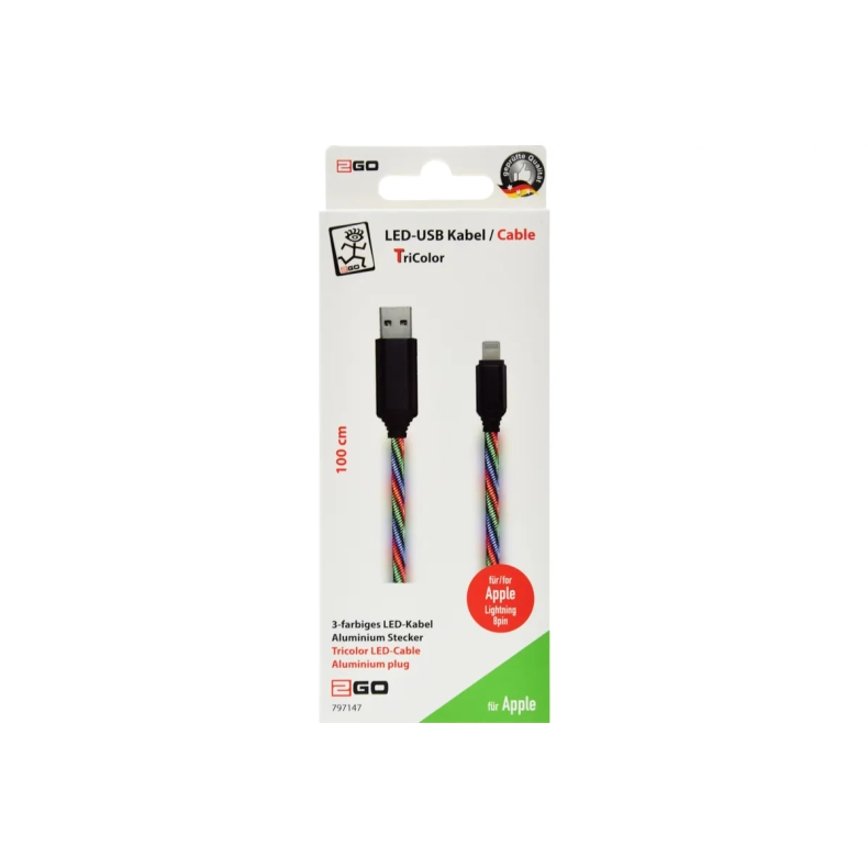 Lightning cable, 1m, TriColor