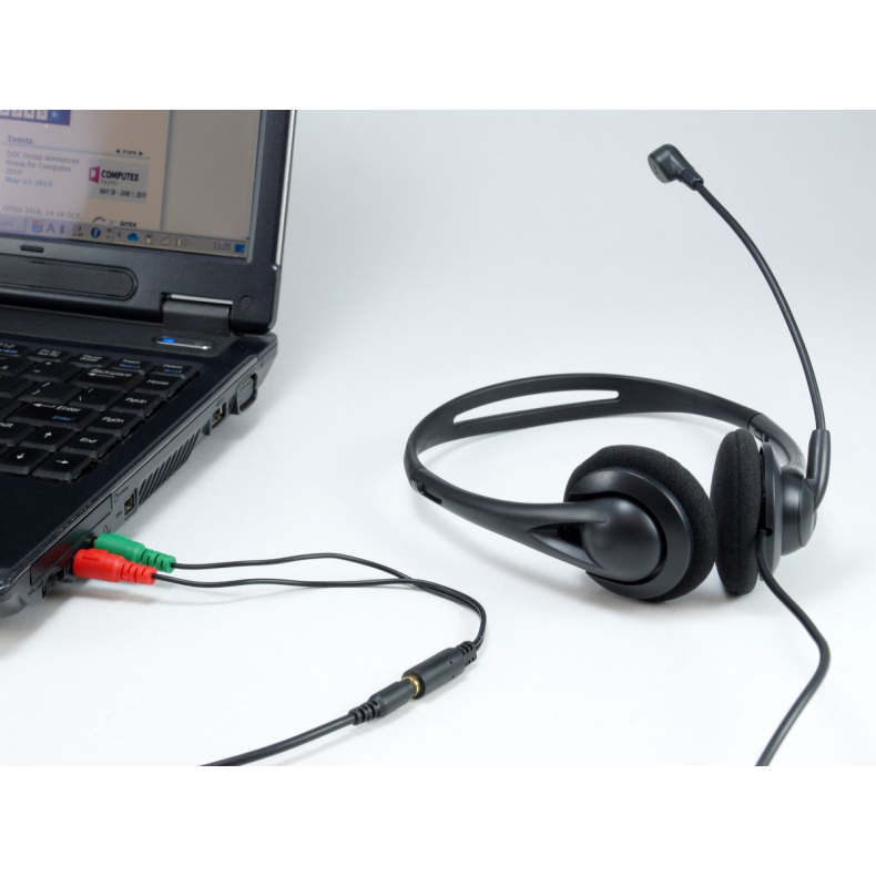 3,5mm 4pol Hun til 2x3,5 Mic/Head 0,1cm