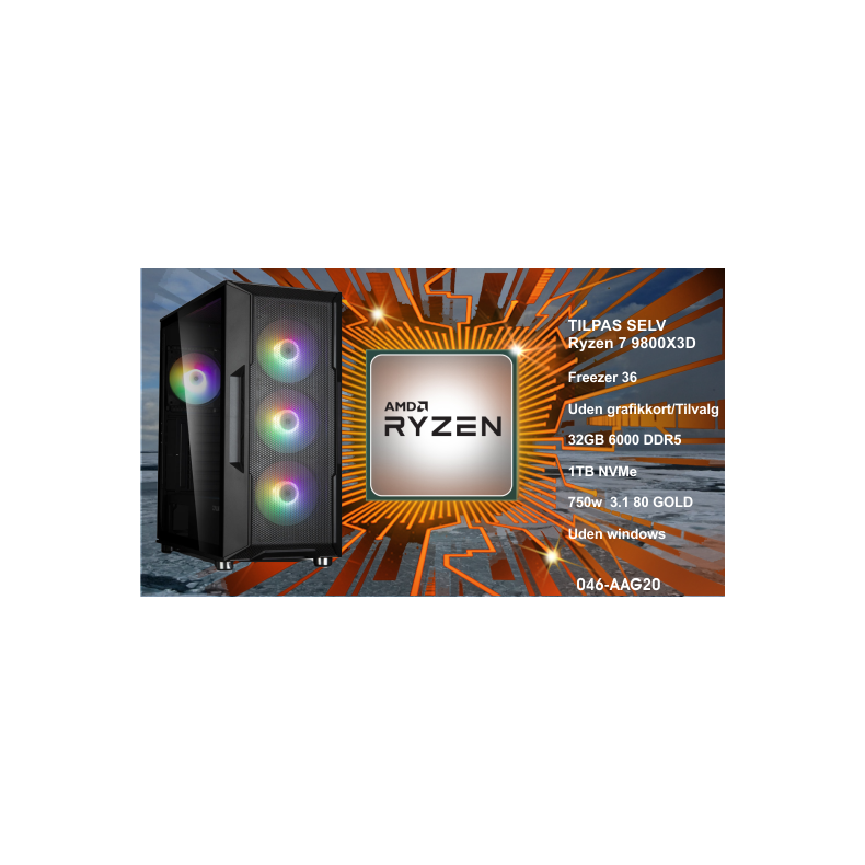 Luc Computer AAG20 Ryzen 7 9800X3D uden GPU tilpas selv