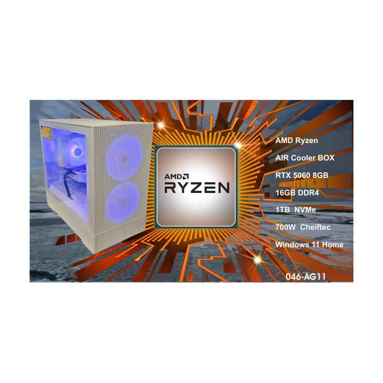 Luc Computer AG11 Ryzen7 5700x 16GB RAM 1TB NVMe RTX 5060 m/win **PC2GO**