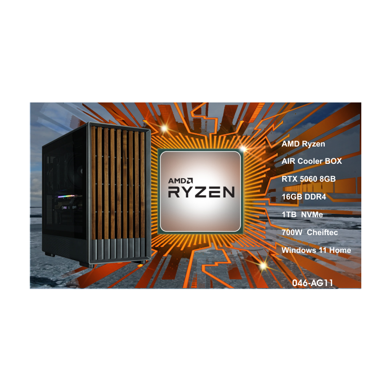 Luc Computer AG11 Ryzen7 5700x 16GB RAM 1TB NVMe RTX 5060 m/win **PC2GO**