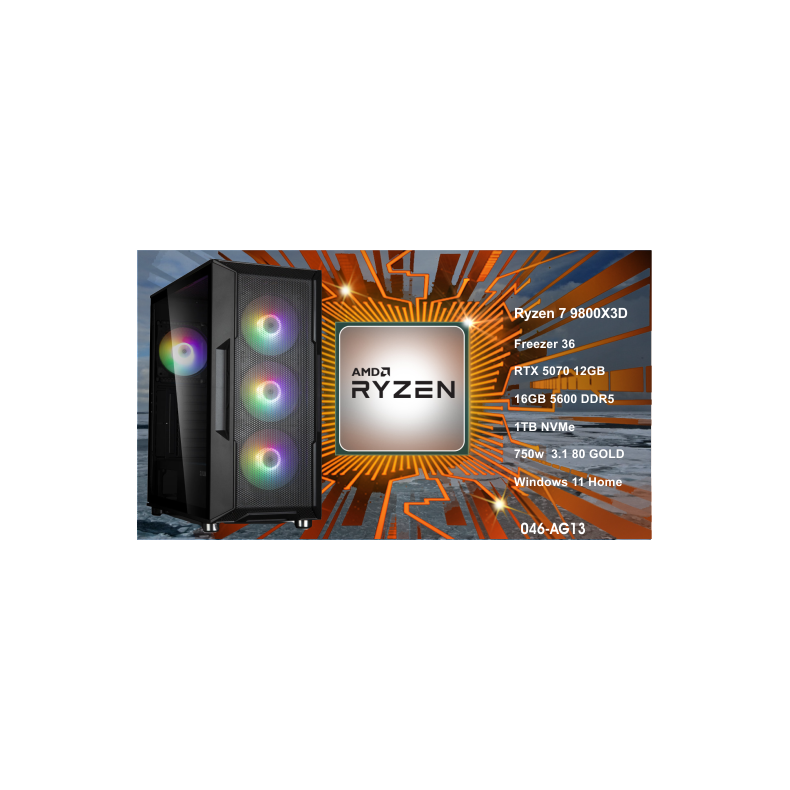 Luc Computer AG13 Ryzen 7 9800X3D 1TB NVMe, 16GB, RTX5070 Win11