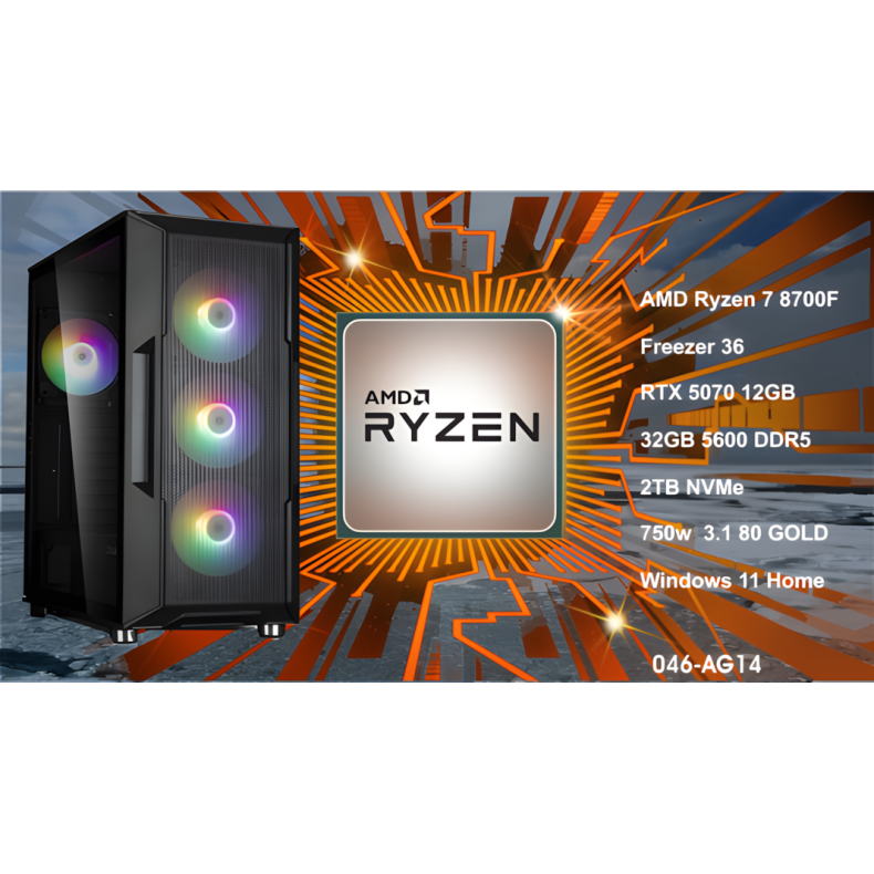 Luc Computer AG14 Ryzen 7 8700F 2TB NVMe, 32GB, RTX5070 Win11 **PC2GO**