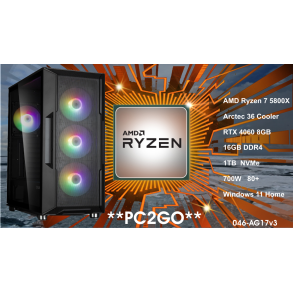 Luc Computer AG17 Ryzen 7 5800X, 16GB RTX 4060 m/Win11 **PC2GO**