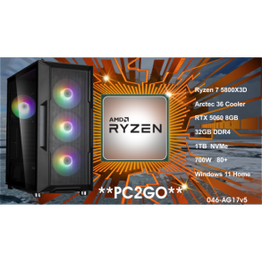 Luc Computer AG17 Ryzen 7 5800X3D, 32GB RTX 5060 m/Win11 **PC2GO**