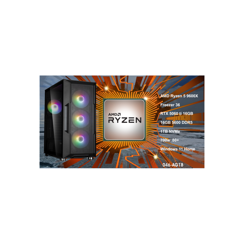 Luc Computer AG18 Ryzen 5 9600x 1TB NVMe, 16GB, RTX5060ti Win11