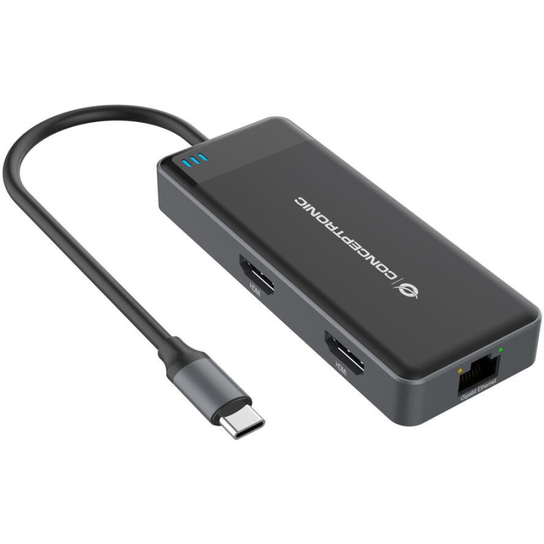 Conceptronic Dock USB-C->2xHDMI,GbE,3xUSB3.0,100WPDD