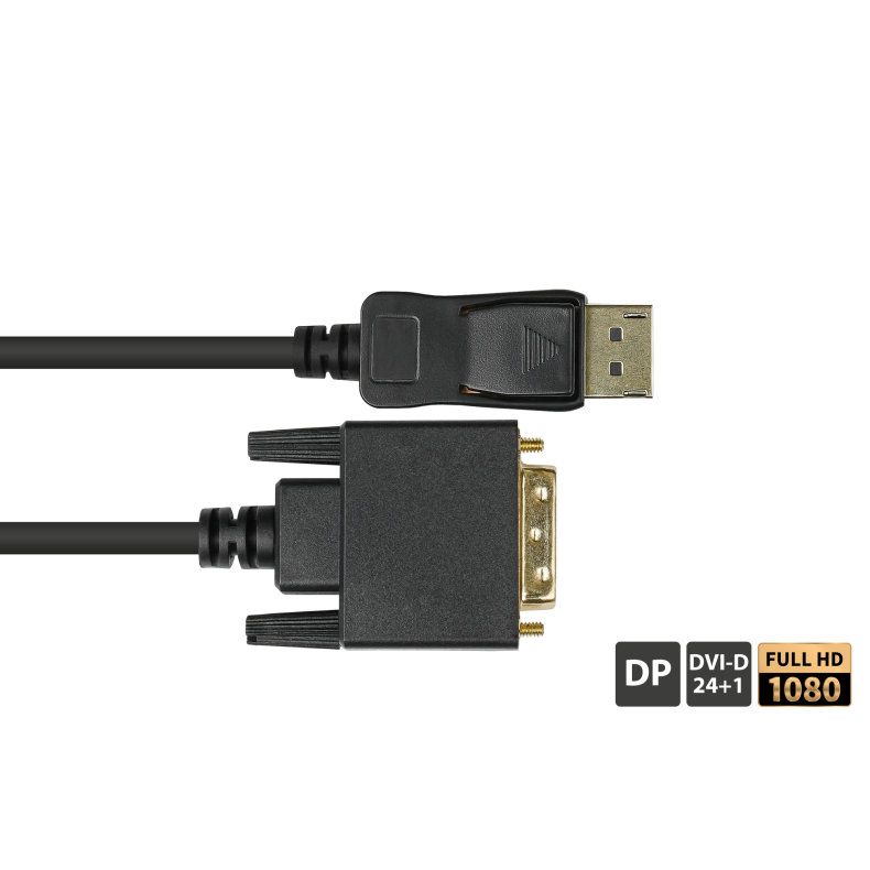 1m DisplayPort 1.2 til DVI-D 24+1