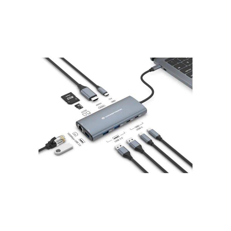 Dock USB-C->HDMI,SD,GbE,USB3.0/2.0,PD