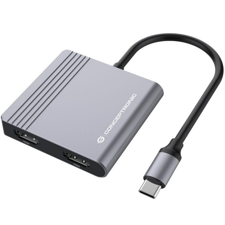 USB-C til 2xHDMI - USB 3.2 - USB-C PD