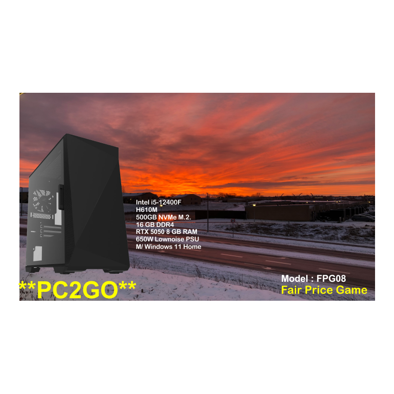 LUC Computer FPG08 i5-12400F 16GB 500GB NVMe RTX 5050 m/Win **PC2GO**