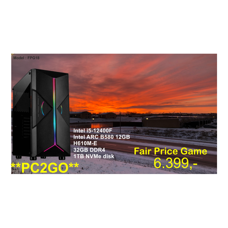 LUC Computer FPG18 i5-12400F 32GB 1TB NVMe ARC 580 m/Win **PC2GO**