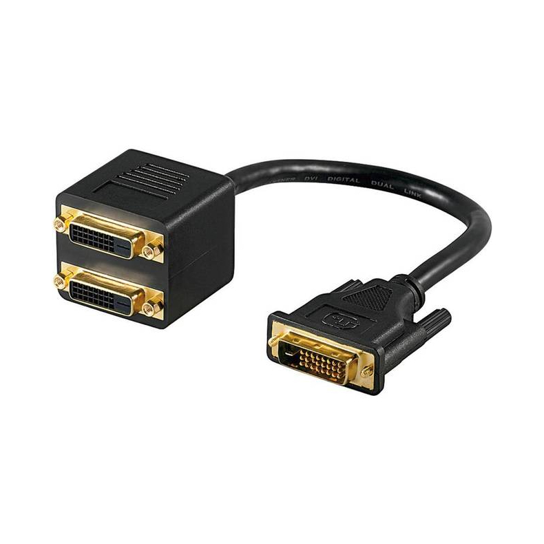Y-splitter DVI-D(24+1) han til 2 x DVI-D