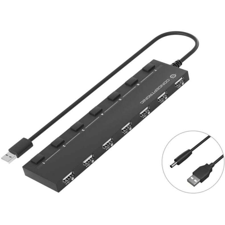 7-Port USB 2.0  HUB /+USB-DC kable