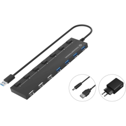 7-Port USB 3.0/ 2.0  HUB m/Power adapter