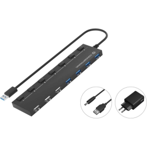 7-Port USB 3.0/ 2.0  HUB m/Power adapter