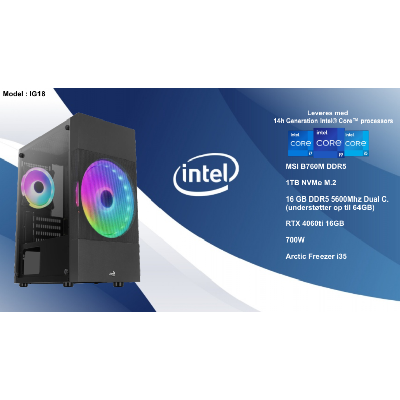 Luc Computer IG18 Intel i5-14600KF 16GB RTX 4060TI 16GB WIN 11 **PC2GO**